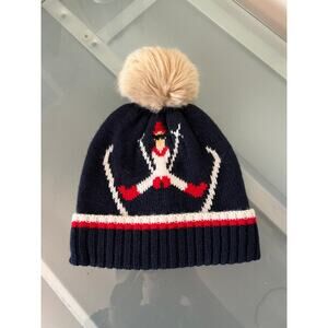 mark & graham faux fur pom jumping skier wool blend winter hat beanie adult EUC